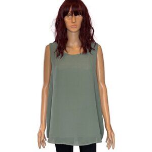 Anthropologie Pleione Double Layer Woven Tank, Sea Foam Green Sz XL